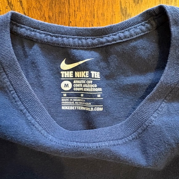 Nike Men's Navy Tee with Yellow Swoosh - Picture 2 of 2